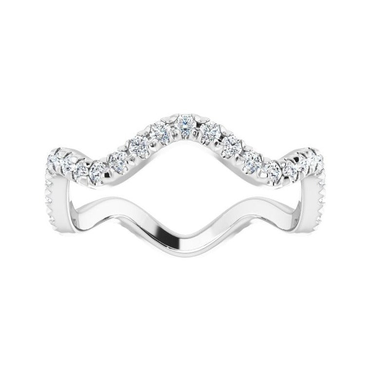 Sapphire Row Natural Diamond French-Set Wave Eternity Band - 14K White Gold, 6 (view 3)