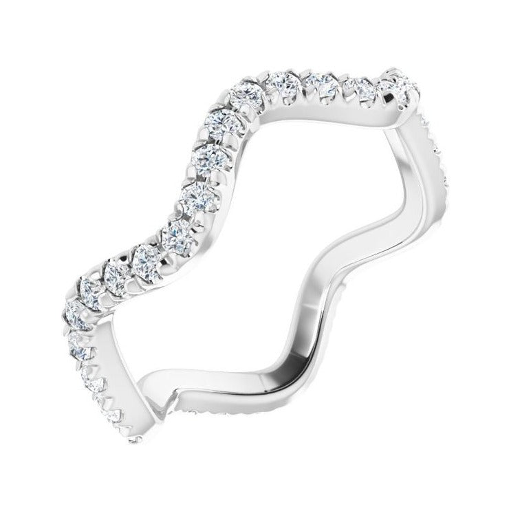 Sapphire Row Natural Diamond French-Set Wave Eternity Band - Platinum, 6