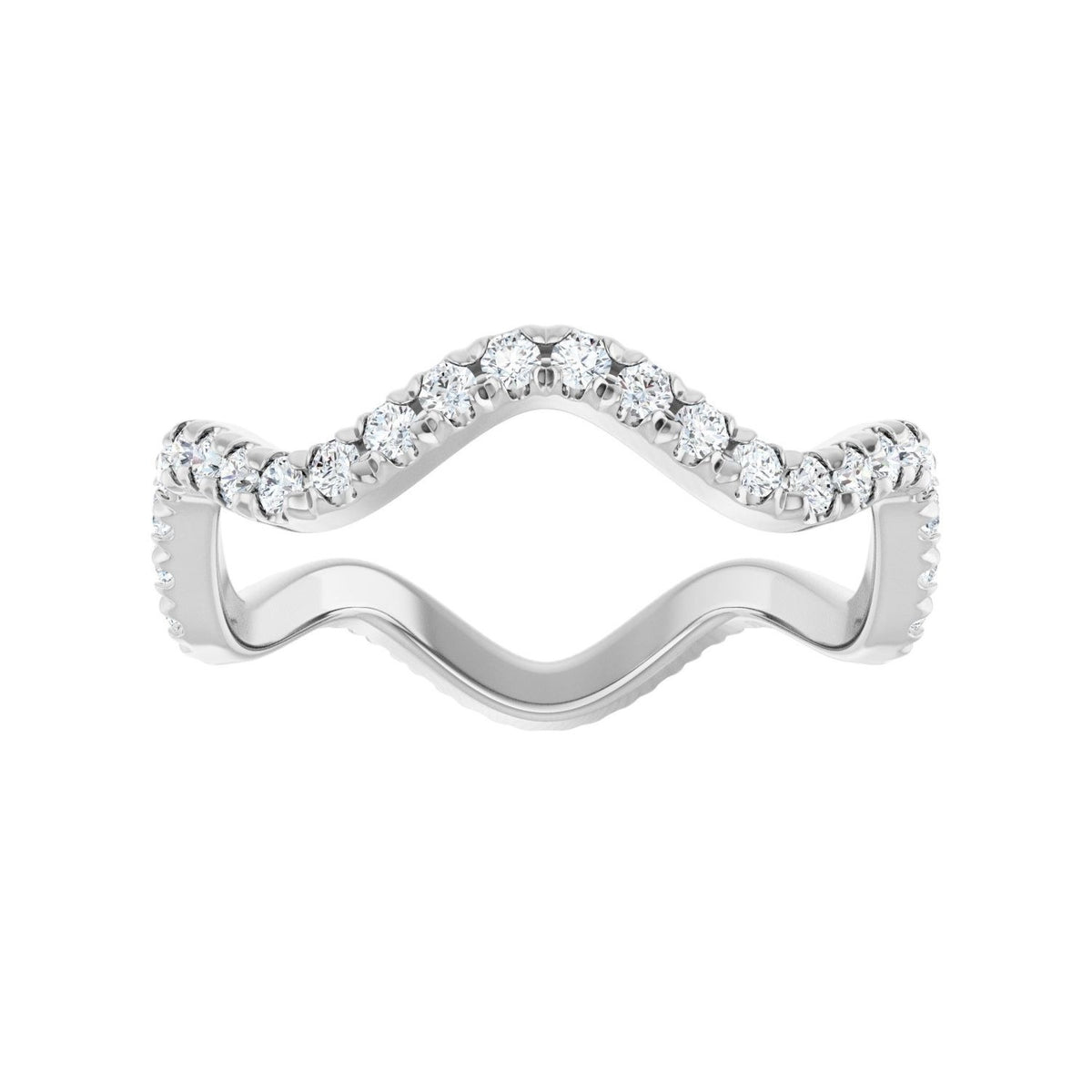 Sapphire Row Natural Diamond French-Set Wave Eternity Band - Platinum, 7 (view 3)