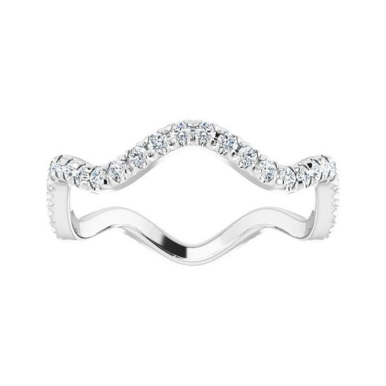 Sapphire Row Natural Diamond French-Set Wave Eternity Band - Platinum, 8 (view 3)