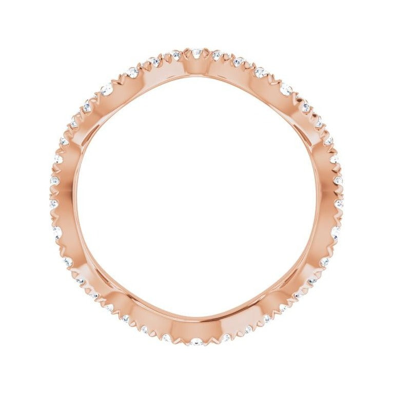 Sapphire Row Natural Diamond French-Set Wave Eternity Band - 14K Rose Gold, 4.5 (view 2)