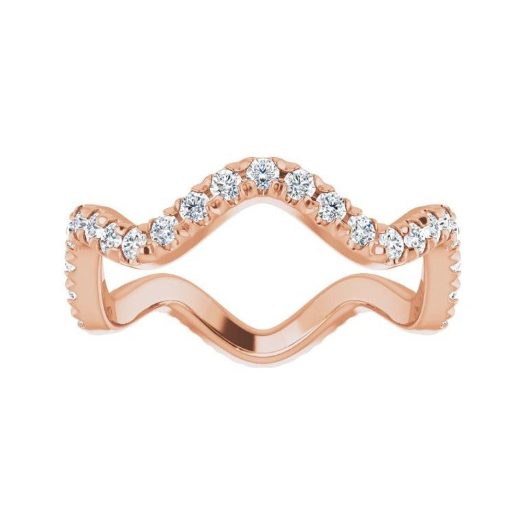 Sapphire Row Natural Diamond French-Set Wave Eternity Band - 14K Rose Gold, 4.5 (view 3)