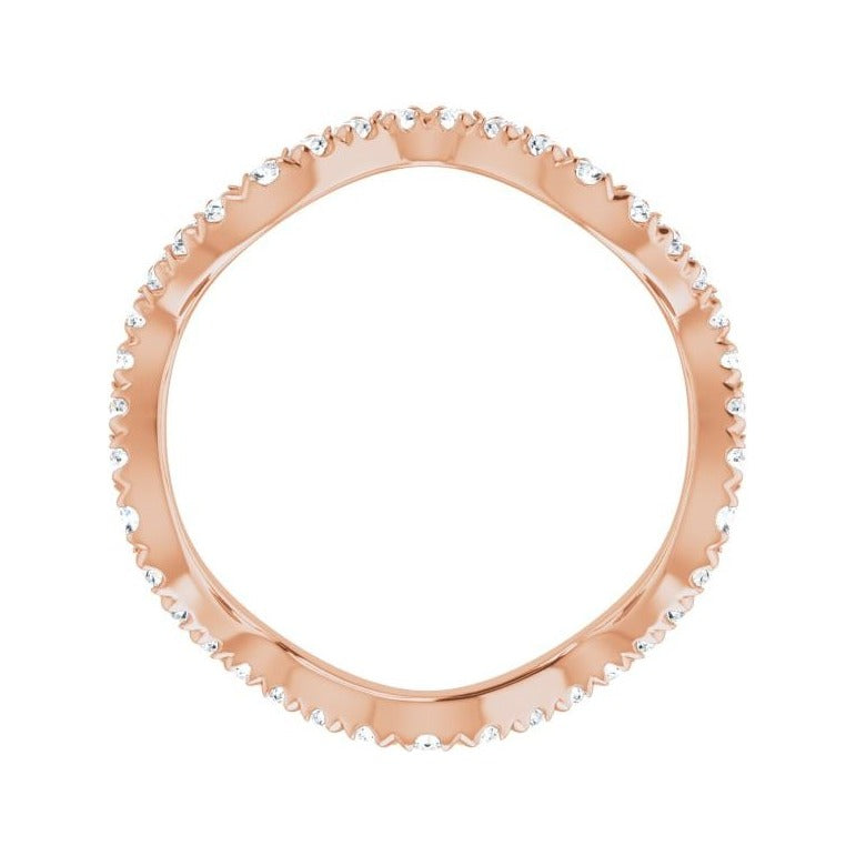 Sapphire Row Natural Diamond French-Set Wave Eternity Band - 14K Rose Gold, 5.5 (view 2)