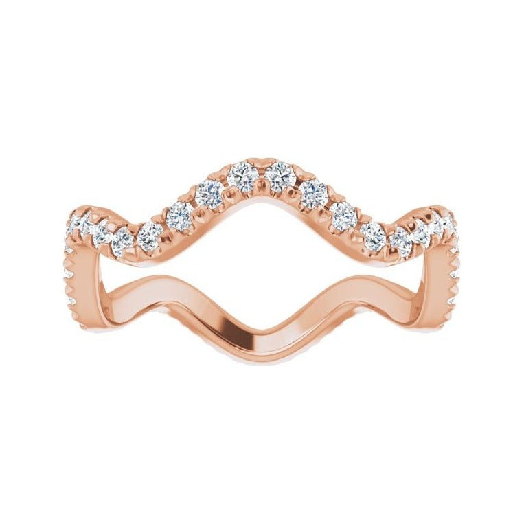 Sapphire Row Natural Diamond French-Set Wave Eternity Band - 14K Rose Gold, 5.5 (view 3)