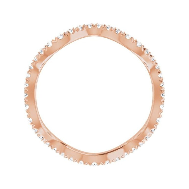 Sapphire Row Natural Diamond French-Set Wave Eternity Band - 14K Rose Gold, 6.5 (view 2)