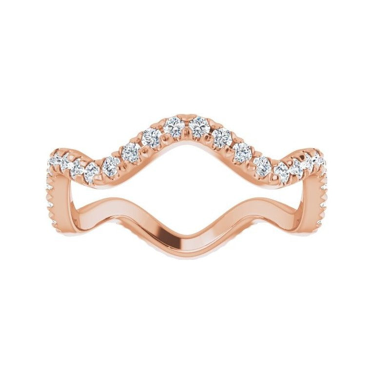 Sapphire Row Natural Diamond French-Set Wave Eternity Band - 14K Rose Gold, 6.5 (view 3)