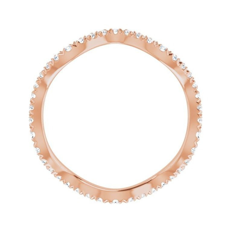 Sapphire Row Natural Diamond French-Set Wave Eternity Band - 14K Rose Gold, 7.5 (view 2)