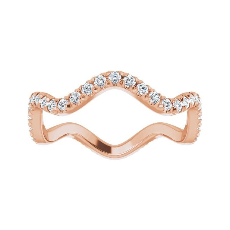 Sapphire Row Natural Diamond French-Set Wave Eternity Band - 14K Rose Gold, 7.5 (view 3)