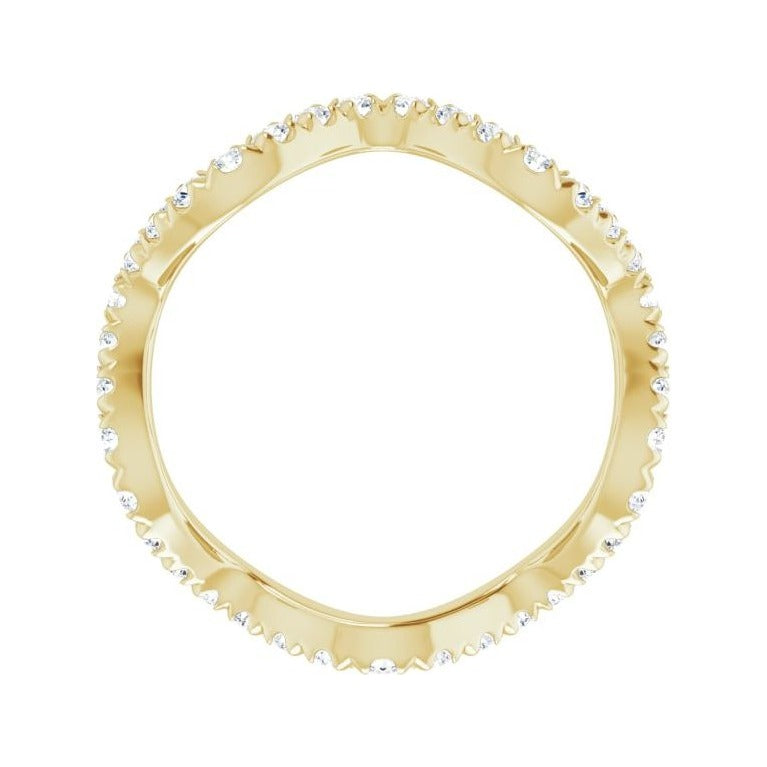 Sapphire Row Natural Diamond French-Set Wave Eternity Band - 14K Yellow Gold, 4 (view 2)