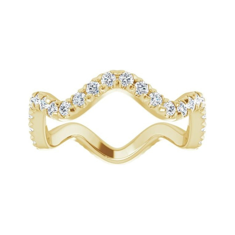 Sapphire Row Natural Diamond French-Set Wave Eternity Band - 14K Yellow Gold, 4 (view 3)