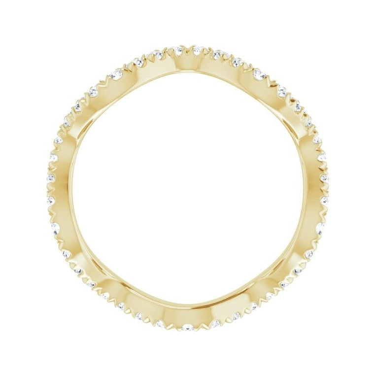 Sapphire Row Natural Diamond French-Set Wave Eternity Band - 14K Yellow Gold, 5 (view 2)