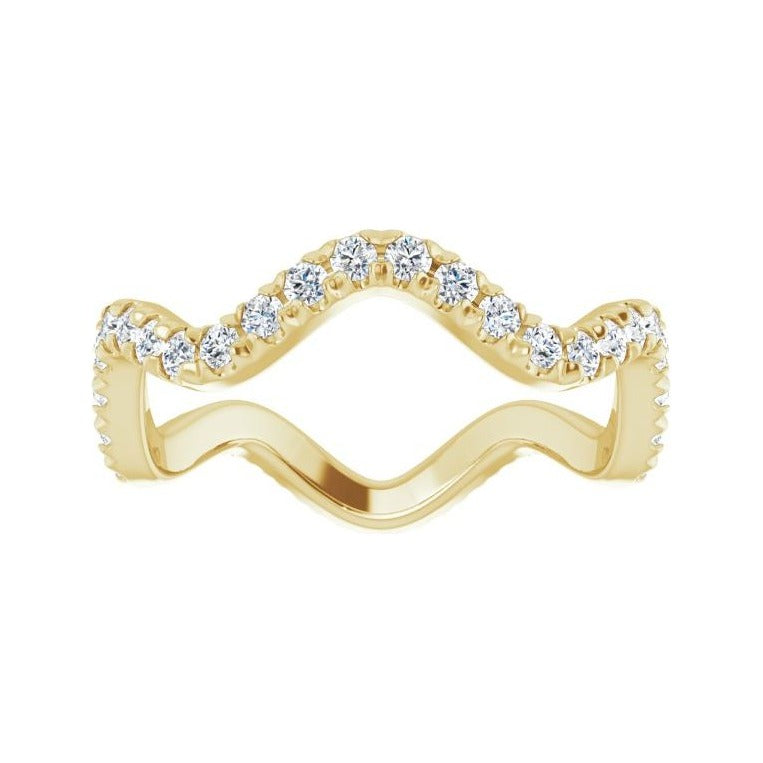 Sapphire Row Natural Diamond French-Set Wave Eternity Band - 14K Yellow Gold, 5 (view 3)