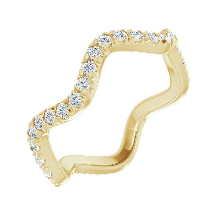 Sapphire Row Natural Diamond French-Set Wave Eternity Band - 14K Yellow Gold, 6