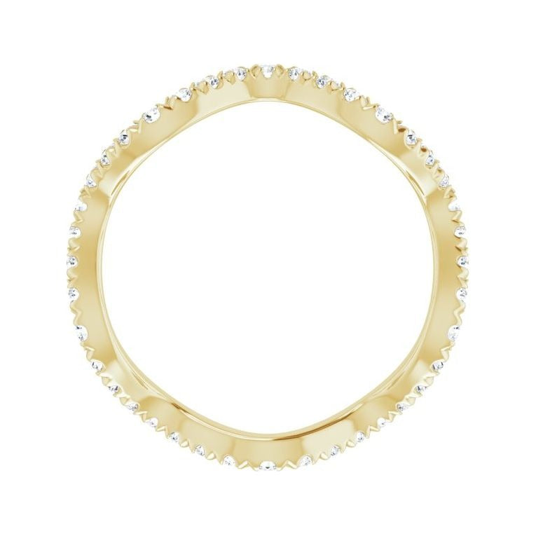Sapphire Row Natural Diamond French-Set Wave Eternity Band - 14K Yellow Gold, 6 (view 2)