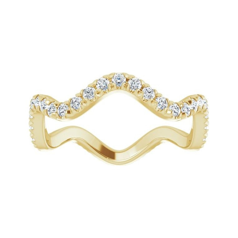 Sapphire Row Natural Diamond French-Set Wave Eternity Band - 14K Yellow Gold, 6 (view 3)