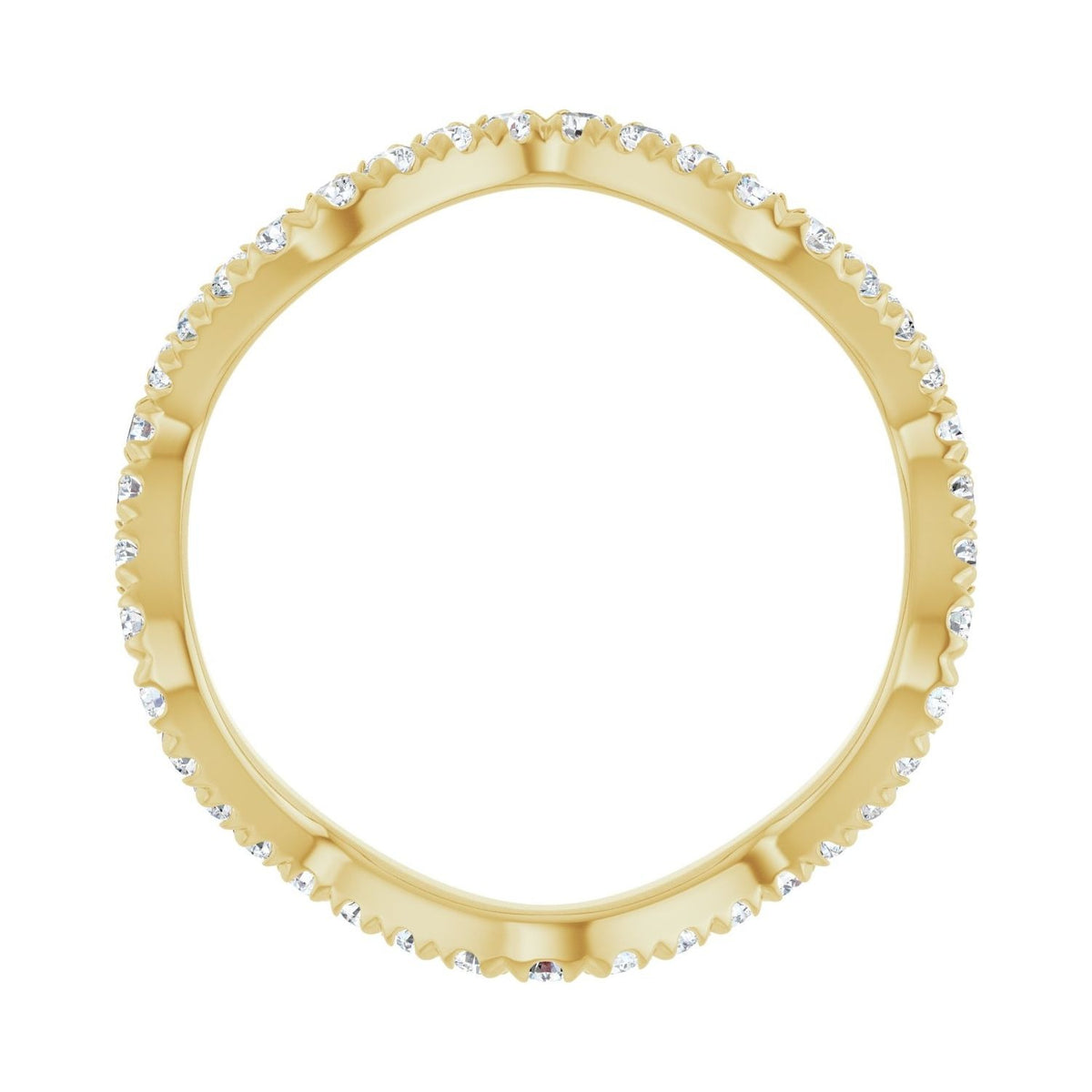 Sapphire Row Natural Diamond French-Set Wave Eternity Band - 14K Yellow Gold, 7 (view 2)