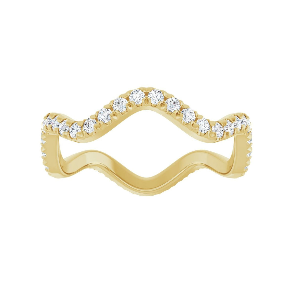 Sapphire Row Natural Diamond French-Set Wave Eternity Band - 14K Yellow Gold, 7 (view 3)
