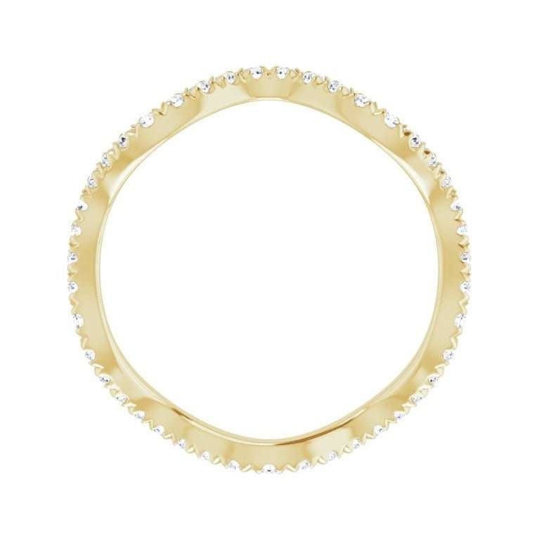 Sapphire Row Natural Diamond French-Set Wave Eternity Band - 14K Yellow Gold, 8 (view 2)