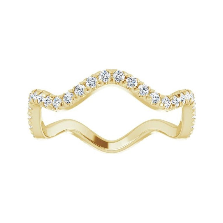 Sapphire Row Natural Diamond French-Set Wave Eternity Band - 14K Yellow Gold, 8 (view 3)