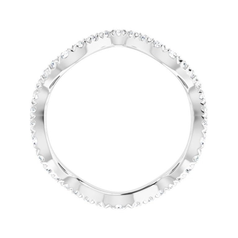 Sapphire Row Natural Diamond French-Set Wave Eternity Band - 14K White Gold, 4.5 (view 2)