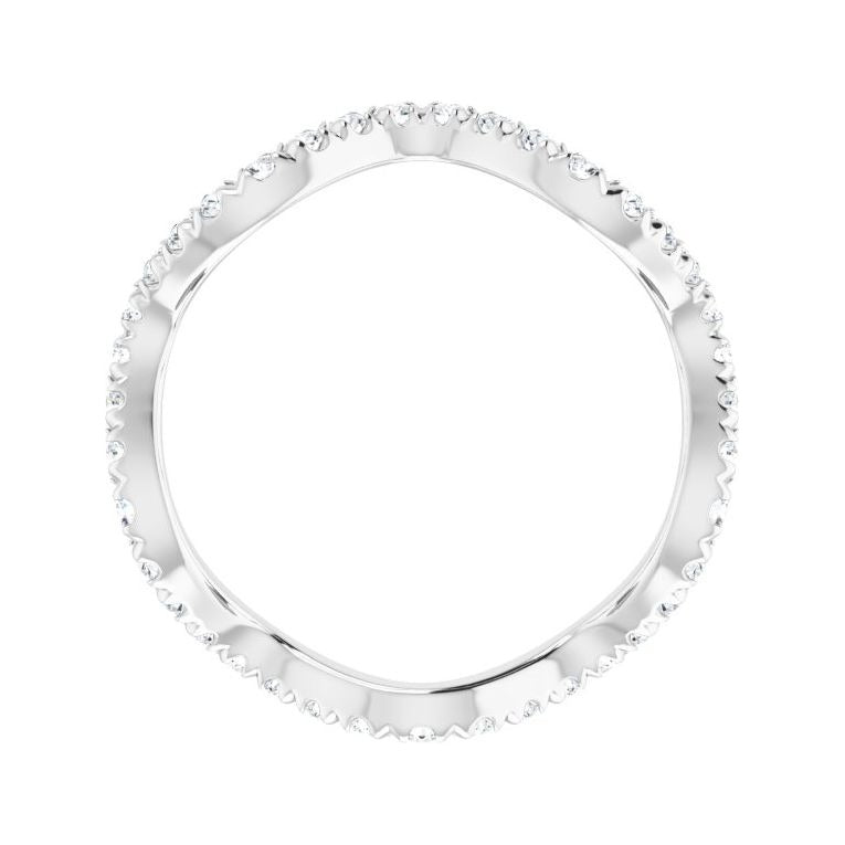 Sapphire Row Natural Diamond French-Set Wave Eternity Band - 14K White Gold, 5.5 (view 2)
