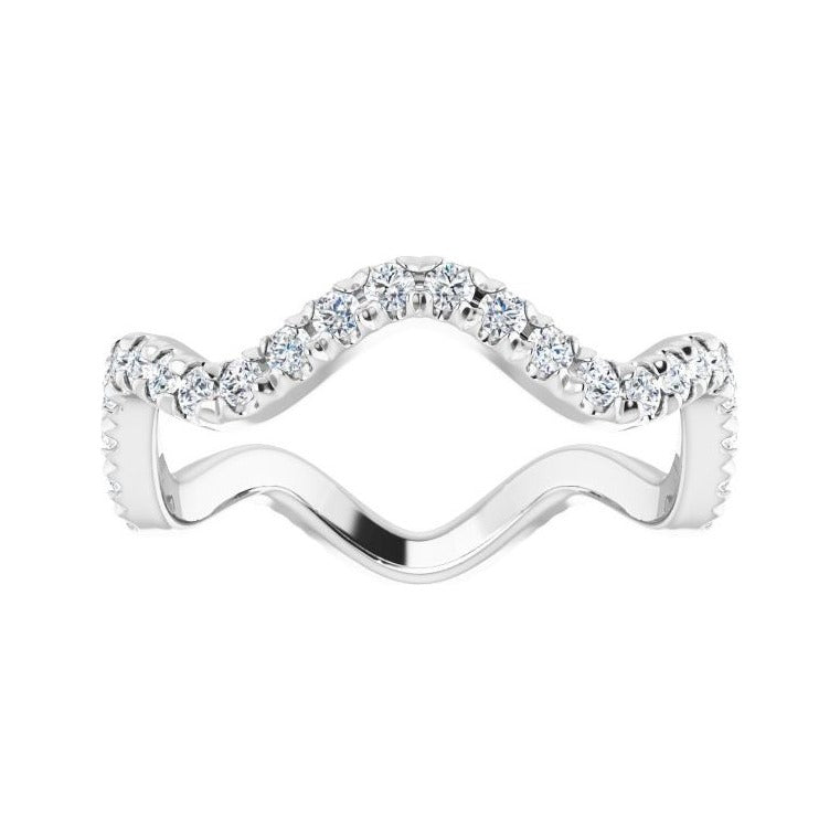 Sapphire Row Natural Diamond French-Set Wave Eternity Band - 14K White Gold, 5.5 (view 3)