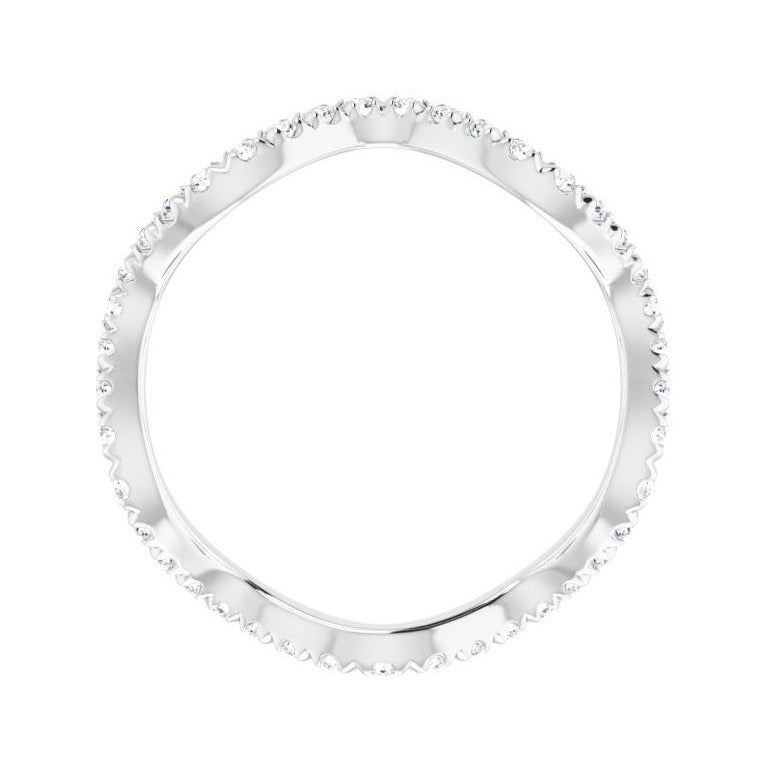 Sapphire Row Natural Diamond French-Set Wave Eternity Band - 14K White Gold, 6.5 (view 2)