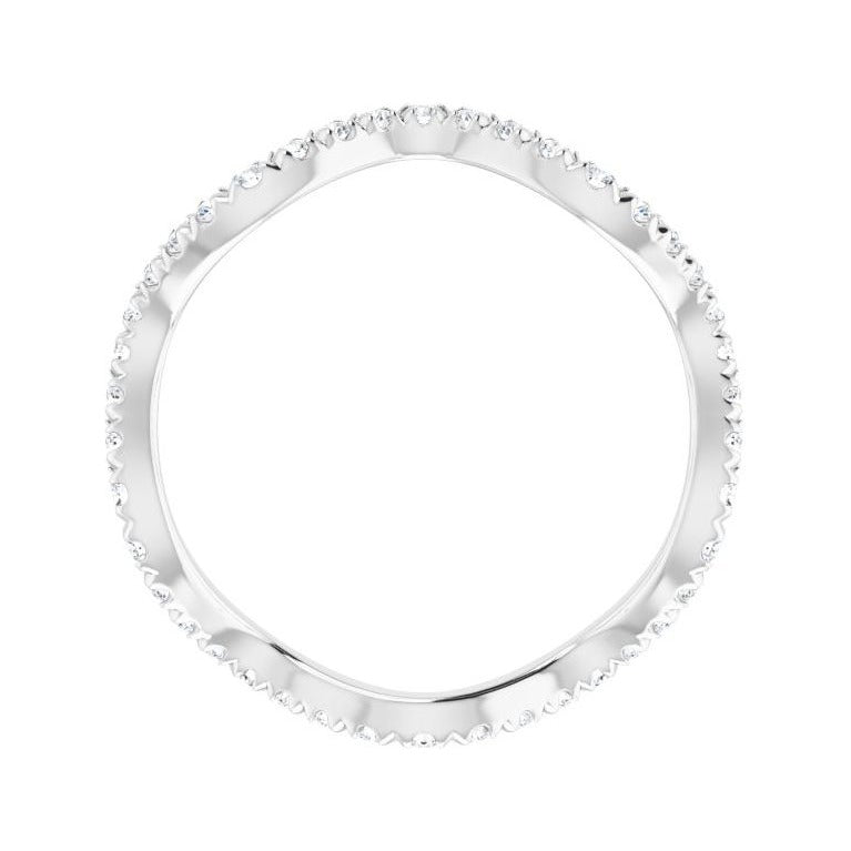 Sapphire Row Natural Diamond French-Set Wave Eternity Band - 14K White Gold, 7.5 (view 2)