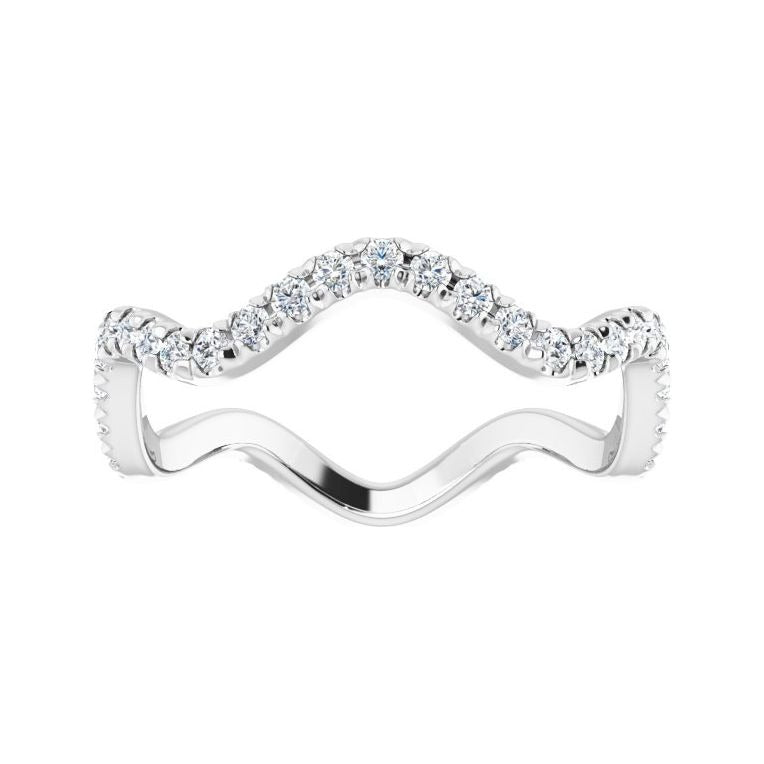 Sapphire Row Natural Diamond French-Set Wave Eternity Band - 14K White Gold, 7.5 (view 3)