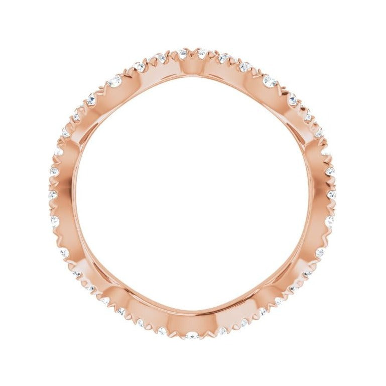Sapphire Row Natural Diamond French-Set Wave Eternity Band - 14K Rose Gold, 4 (view 2)