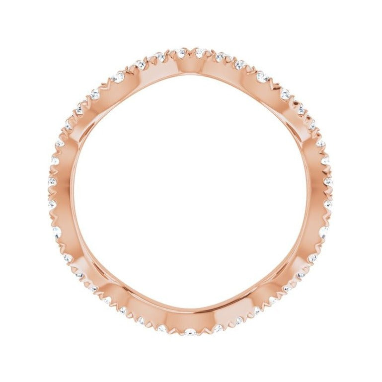 Sapphire Row Natural Diamond French-Set Wave Eternity Band - 14K Rose Gold, 5 (view 2)