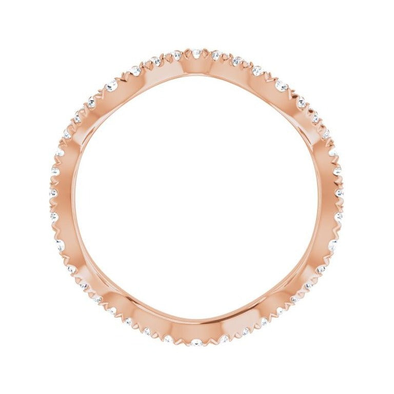 Sapphire Row Natural Diamond French-Set Wave Eternity Band - 14K Rose Gold, 6 (view 2)