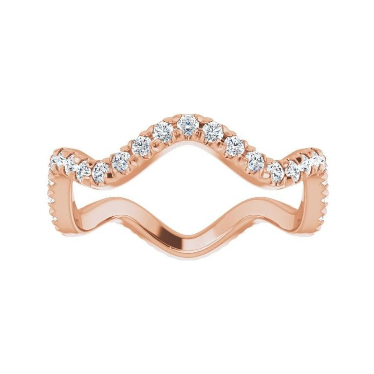 Sapphire Row Natural Diamond French-Set Wave Eternity Band - 14K Rose Gold, 6 (view 3)