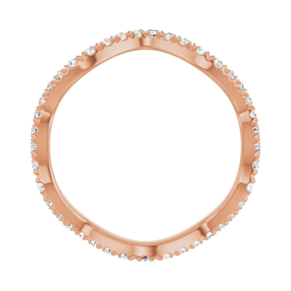 Sapphire Row Natural Diamond French-Set Wave Eternity Band - 14K Rose Gold, 7 (view 2)