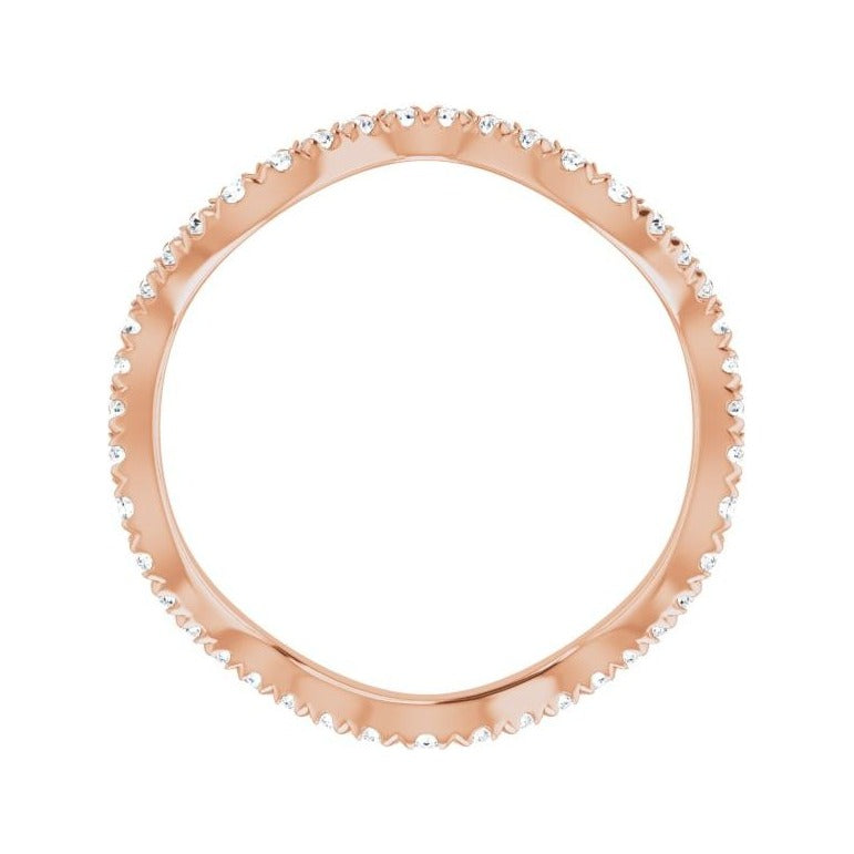 Sapphire Row Natural Diamond French-Set Wave Eternity Band - 14K Rose Gold, 8 (view 2)