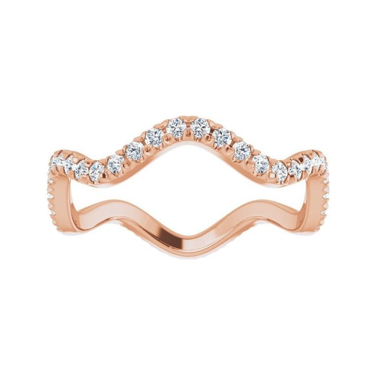 Sapphire Row Natural Diamond French-Set Wave Eternity Band - 14K Rose Gold, 8 (view 3)