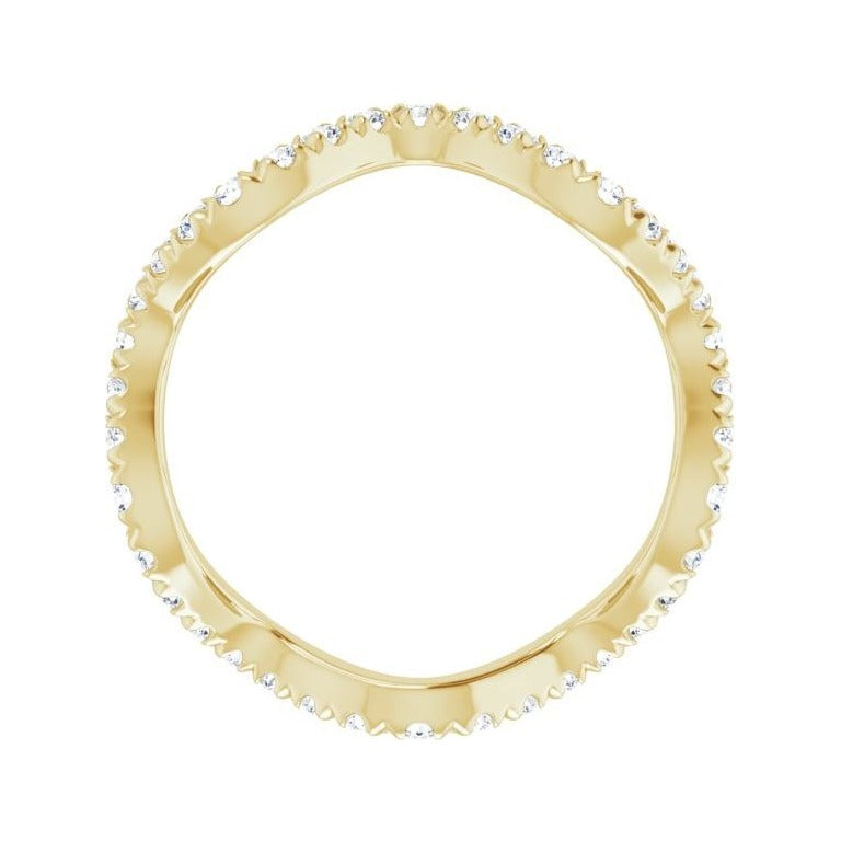 Sapphire Row Natural Diamond French-Set Wave Eternity Band - 14K Yellow Gold, 4.5 (view 2)