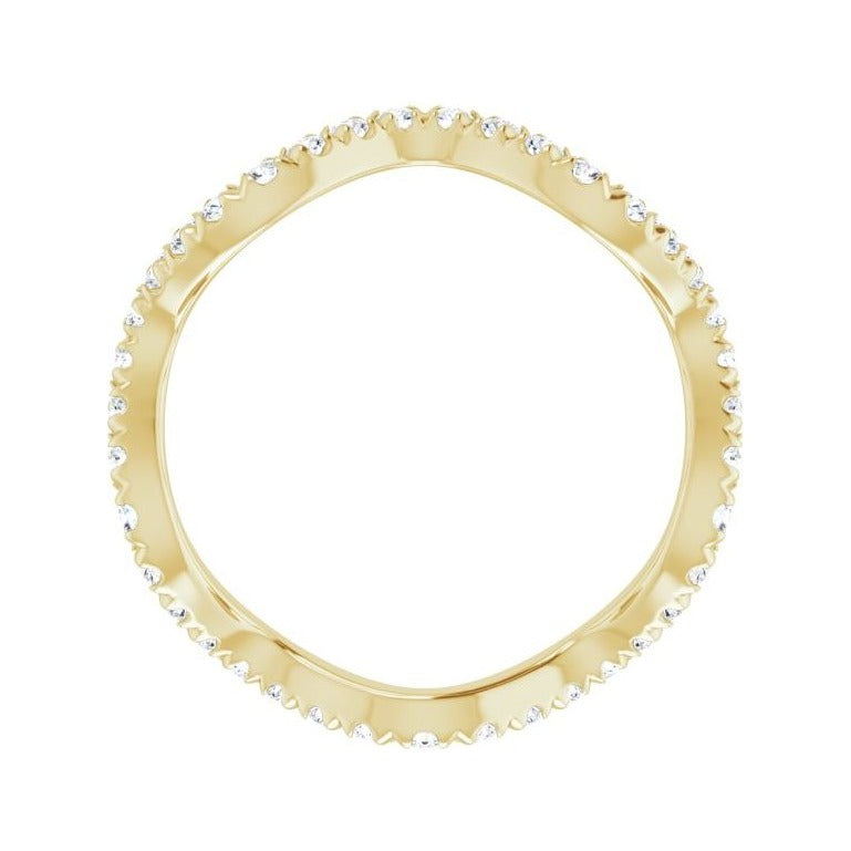 Sapphire Row Natural Diamond French-Set Wave Eternity Band - 14K Yellow Gold, 5.5 (view 2)