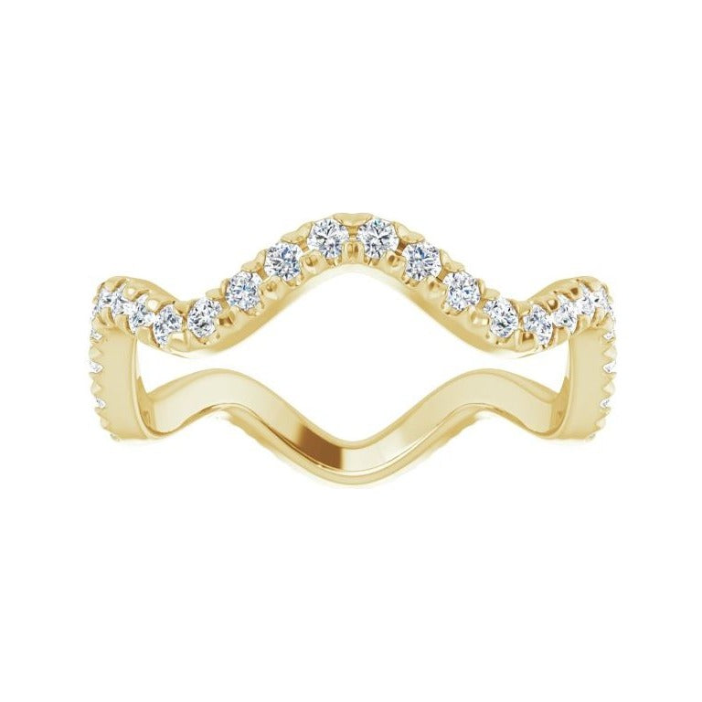 Sapphire Row Natural Diamond French-Set Wave Eternity Band - 14K Yellow Gold, 5.5 (view 3)