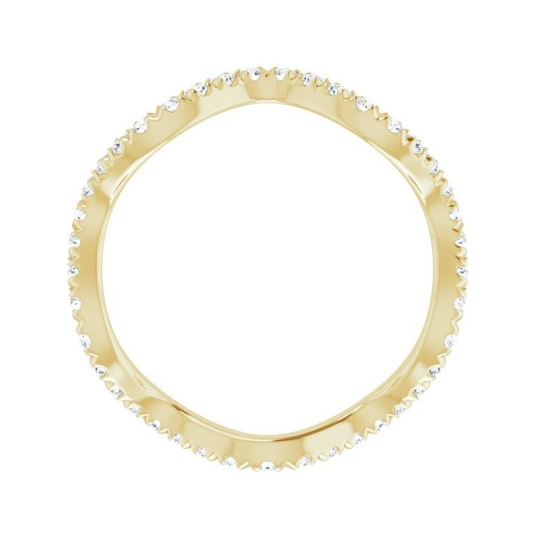 Sapphire Row Natural Diamond French-Set Wave Eternity Band - 14K Yellow Gold, 6.5 (view 2)