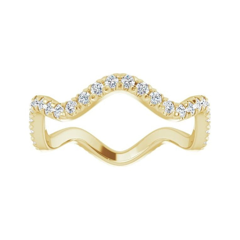 Sapphire Row Natural Diamond French-Set Wave Eternity Band - 14K Yellow Gold, 6.5 (view 3)