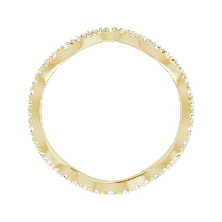 Sapphire Row Natural Diamond French-Set Wave Eternity Band - 14K Yellow Gold, 7.5 (view 2)