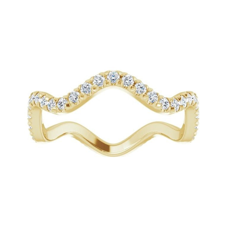 Sapphire Row Natural Diamond French-Set Wave Eternity Band - 14K Yellow Gold, 7.5 (view 3)