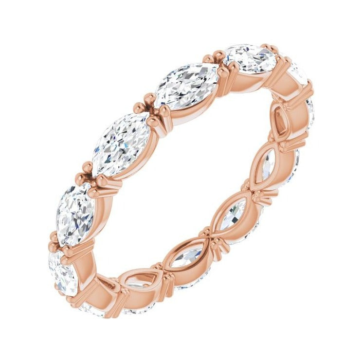 Sapphire Row Natural Diamond Petite Marquise Eternity Band - 14K Rose Gold, 4.5 × 2.5 mm, 4