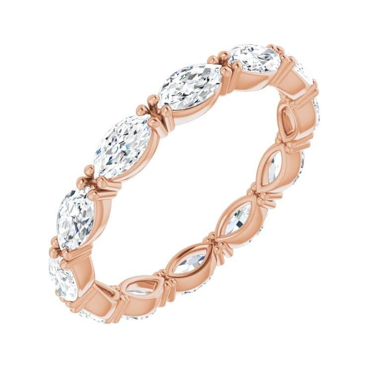 Sapphire Row Natural Diamond Petite Marquise Eternity Band - 14K Rose Gold, 4.5 × 2.5 mm, 5