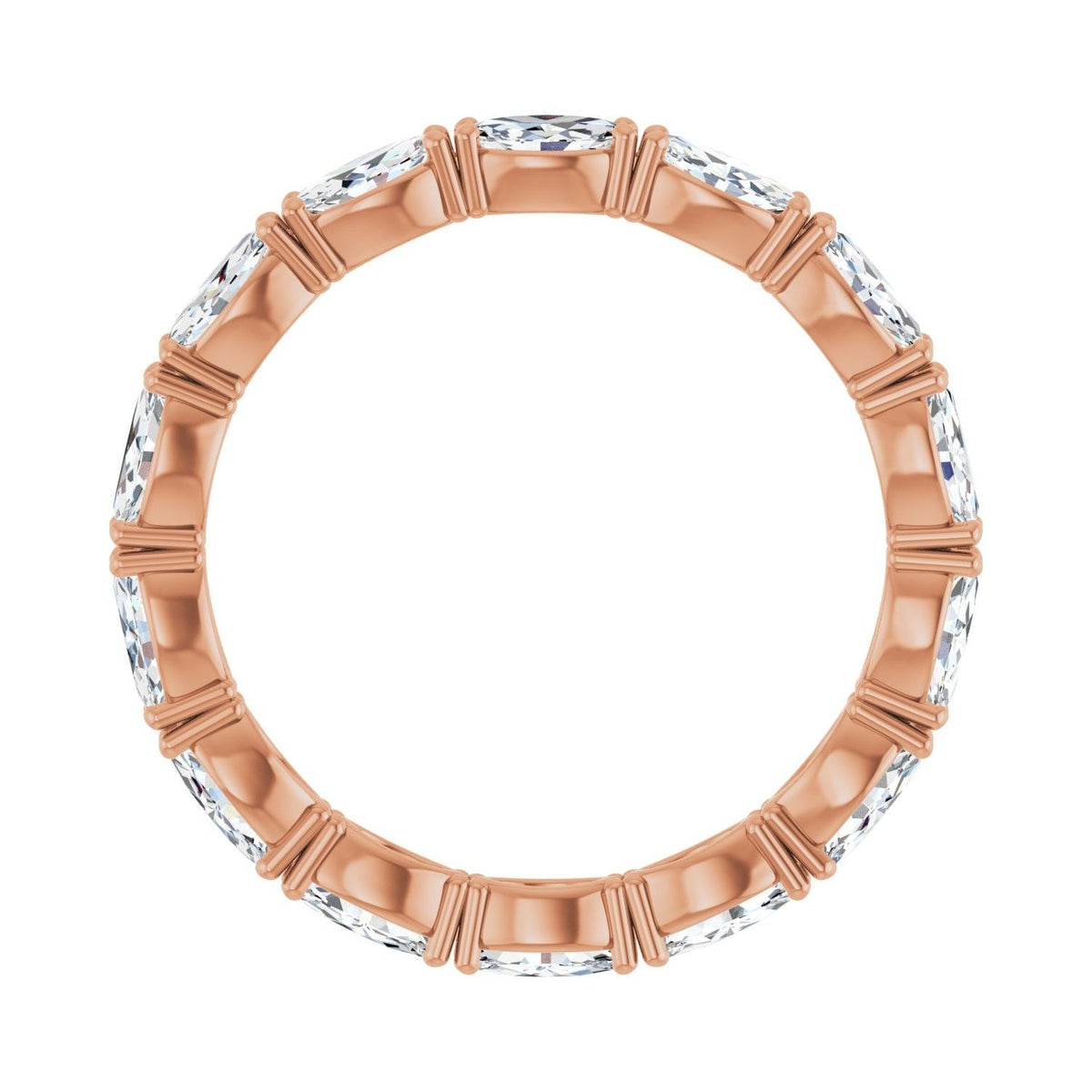 Sapphire Row Natural Diamond Petite Marquise Eternity Band - 14K Rose Gold, 4.5 × 2.5 mm, 7 (view 2)