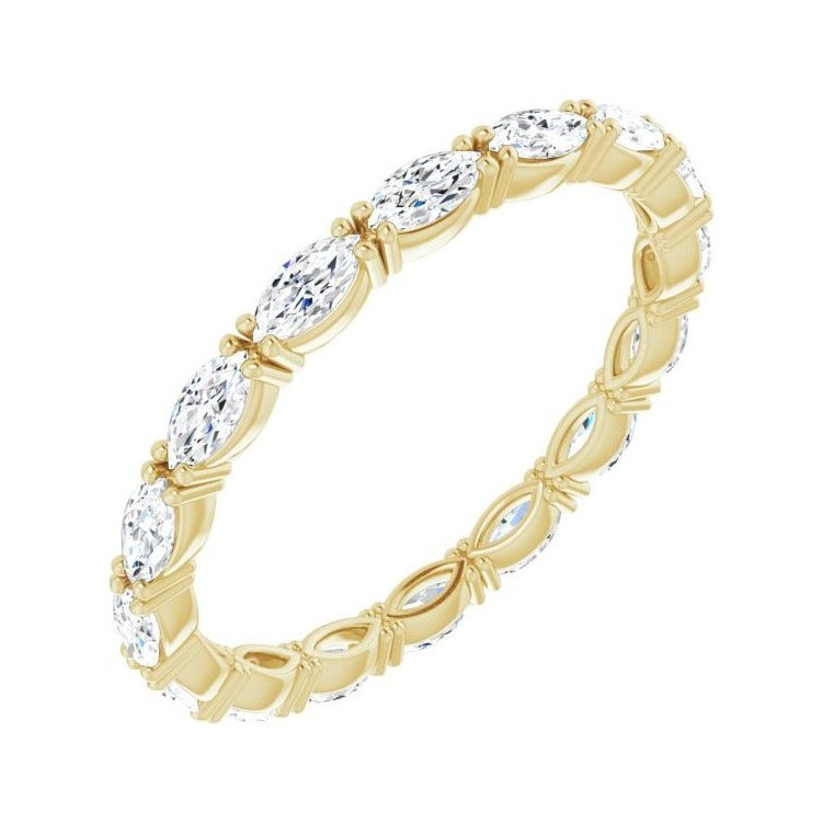 Sapphire Row Natural Diamond Petite Marquise Eternity Band - 14K Yellow Gold, 4 × 2 mm, 8