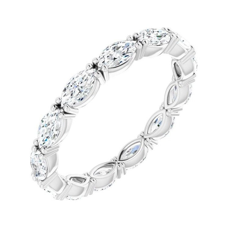 Sapphire Row Natural Diamond Petite Marquise Eternity Band - Platinum, 4.3 × 2.25 mm, 4.5
