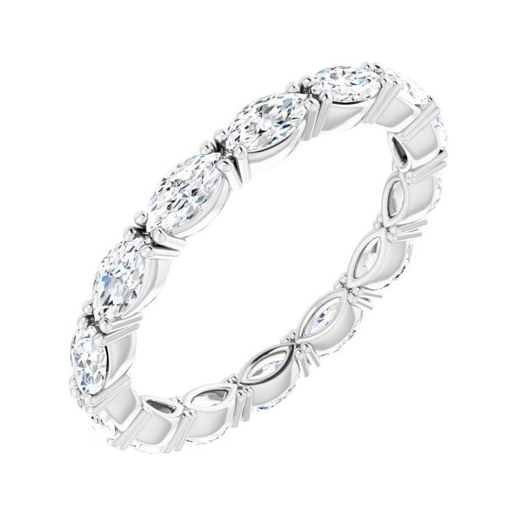 Sapphire Row Natural Diamond Petite Marquise Eternity Band - Platinum, 4.3 × 2.25 mm, 5.5