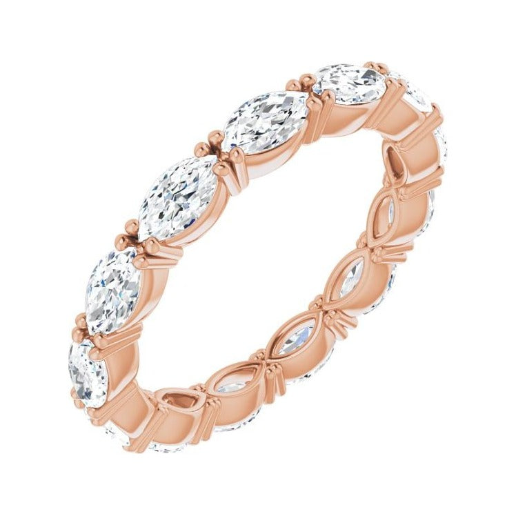 Sapphire Row Natural Diamond Petite Marquise Eternity Band - 14K Rose Gold, 4.5 × 2.5 mm, 4.5